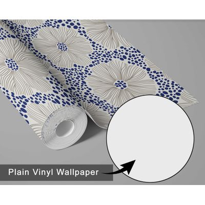 Papel de Parede Floral Moderno Azul, Vinil Autoadesivo, Decorativo, Fácil DIY para Quarto, Armários e Ambientes - S4Sassy 63,5 cm (L) × 304,8 cm (C) / Azul - Vinil Liso