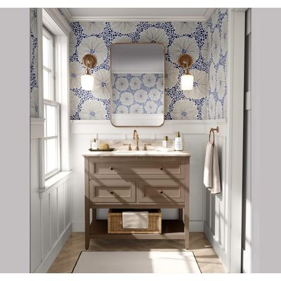Papel de Parede Floral Moderno Azul, Vinil Autoadesivo, Decorativo, Fácil DIY para Quarto, Armários e Ambientes - S4Sassy 63,5 cm (L) × 304,8 cm (C) / Azul - Vinil Liso