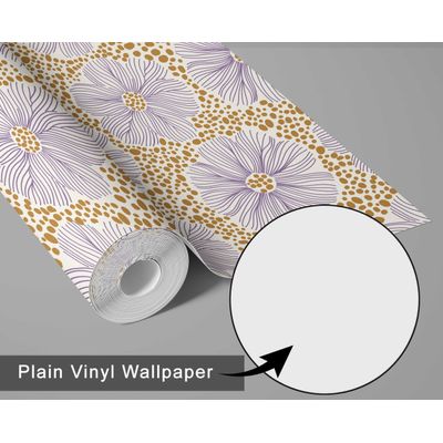 Papel de Parede Floral Artístico Moderno Roxo, Vinil Autoadesivo, Revestimento Decorativo Fácil DIY para Quarto, Armários e Salas - S4Sassy 63,5 cm (L) × 304,8 cm (C) / Roxo - Vinil Liso
