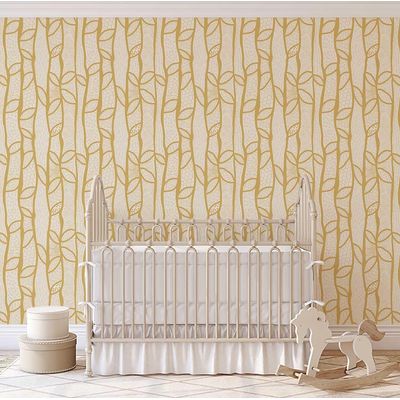 Papel de Parede Moderno Padrão Abstrato de Árvore Amarelo, Vinil Autoadesivo, Instalação Fácil para Quarto, Armários e Salas - S4Sassy 63,5 cm (L) × 609,6 cm (C) / Amarelo - Vinil Liso