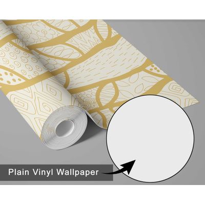 Papel de Parede Moderno Padrão Abstrato de Árvore Amarelo, Vinil Autoadesivo, Instalação Fácil para Quarto, Armários e Salas - S4Sassy 63,5 cm (L) × 609,6 cm (C) / Amarelo - Vinil Liso
