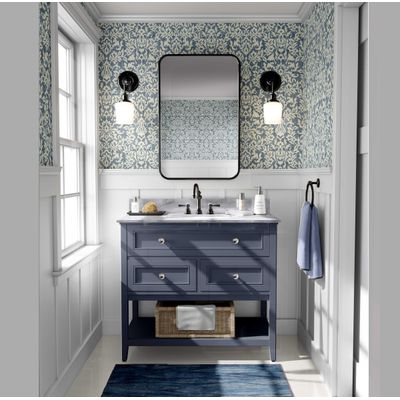 Papel de Parede Floral Clássico Azul, Vinil Autoadesivo, Envoltório, Fácil DIY para Quarto Fazenda, Sala, Armários, Ambientes - S4Sassy 63,5 cm (L) × 304,8 cm (C) / Azul - Vinil Liso