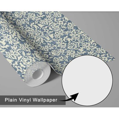 Papel de Parede Floral Clássico Azul, Vinil Autoadesivo, Envoltório, Fácil DIY para Quarto Fazenda, Sala, Armários, Ambientes - S4Sassy 63,5 cm (L) × 304,8 cm (C) / Azul - Vinil Liso