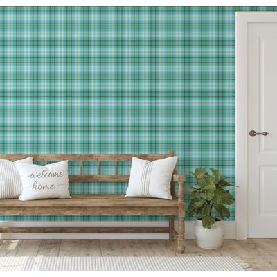 Papel de Parede Xadrez Clássico Azul, Vinílico Autoadesivo, Aplicação Fácil Faça Você Mesmo Para Quarto e Sala - S4Sassy 63,5 cm (L) × 609,6 cm (C) / Azul - Vinil Liso