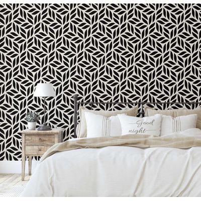Papel de Parede Folha em Grade Moderno, Preto, Vinil Autoadesivo, Aplicação Fácil DIY para Quarto, Armários e Salas - S4Sassy 63,5 cm (L) × 609,6 cm (C) / Preto - Vinil Liso