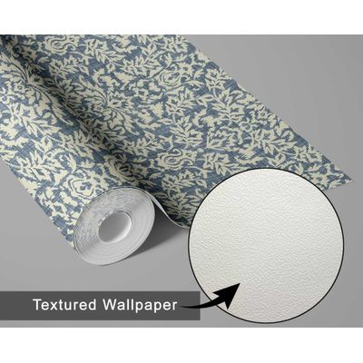 Papel de Parede Floral Clássico Azul, Vinil Autoadesivo, Envoltório, Fácil DIY para Quarto Fazenda, Sala, Armários, Ambientes - S4Sassy 63,5 cm (L) × 152,4 cm (C) / Azul - Vinil Texturizado