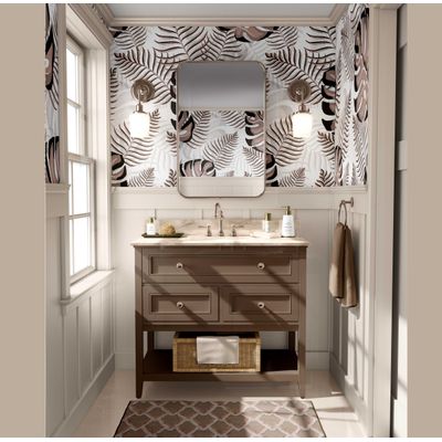 Papel de Parede Vinílico Autoadesivo Monstera Chic À Prova D'Água Marrom, Removível para Quartos, Salas, Locatários e Armários - S4Sassy 63,5 cm (L) × 152,4 cm (C) / Marrom - Vinil Texturizado