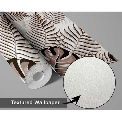Papel de Parede Vinílico Autoadesivo Monstera Chic À Prova D'Água Marrom, Removível para Quartos, Salas, Locatários e Armários - S4Sassy 63,5 cm (L) × 152,4 cm (C) / Marrom - Vinil Texturizado