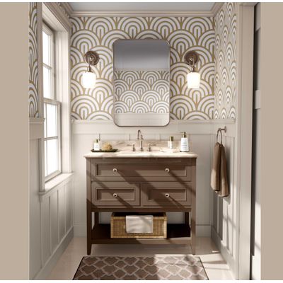 Papel de Parede Geométrico Semi-Círculo Moderno Marrom Autoadesivo de Vinil, Fácil Aplicação para Quarto, Armários e Sala - S4Sassy 63,5 cm (L) × 914,4 cm (C) / Marrom - Vinil Liso
