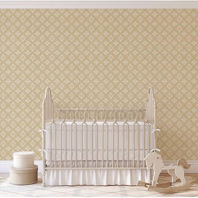 Papel de Parede Azulejo Floral Ornamentado Bege Autoadesivo em Vinil, Fácil DIY para Quarto Estilo Fazenda, Sala e Armários - S4Sassy 63,5 cm (L) × 609,6 cm (C) / Bege - Vinil Texturizado