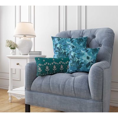 Capa de Travesseiro e Capa de Almofada Decorativa Estampada em Azul - Vargottam 30,48 Cm × 30,48 Cm – Quadrado / Azul