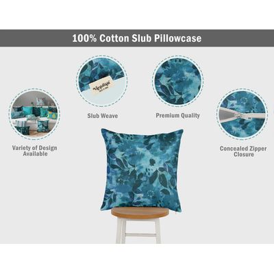 Capa de Travesseiro e Capa de Almofada Decorativa Estampada em Azul - Vargottam 30,48 Cm × 30,48 Cm – Quadrado / Azul