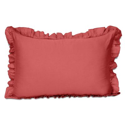 Capa de Almofada com Babados em Algodão, Estilo Shabby Chic para Decoração Rústica - Vargottam 66,04 Cm × 50,8 Cm / Laranja