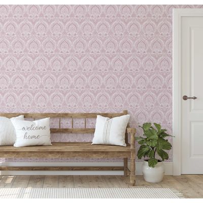 Papel de Parede Autoadesivo Vinílico Motivo Real Rosa, Fácil Aplicação DIY para Quarto Estilo Fazenda, Sala, Armários e Ambientes - S4Sassy 63,5 cm (L) × 609,6 cm (C) / Rosa - Vinil Liso
