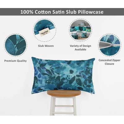 Capa de Travesseiro e Capa de Almofada Decorativa Estampada em Azul - Vargottam 30,48 Cm × 50,8 Cm – Retangular / Azul