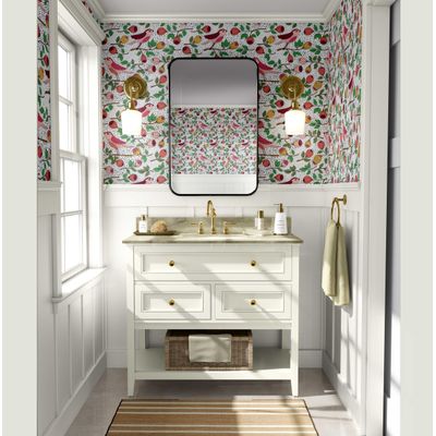 Papel de Parede Autoadesivo Vinil Verde Pássaros e Frutas Removível Faça-Você-Mesmo para Parede de Destaque na Entrada Decoração - S4sassy 63,5 cm (L) × 914,4 cm (C) / Verde - Vinil Liso