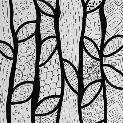Papel de Parede Preto com Estampa de Árvore em Esboço Moderno, Vinílico Autoadesivo Decorativo, Aplicação Fácil (Faça Você Mesmo) - S4Sassy 63,5 cm (L) × 304,8 cm (C) / Preto - Vinil Texturizado