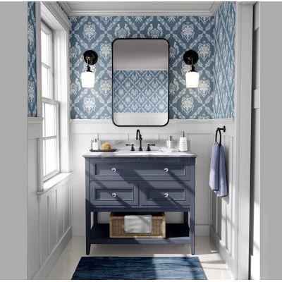 Papel de Parede Galo Real e Floral Azul, Vinil Autoadesivo, Revestimento Fácil DIY para Quarto Estilo Fazenda, Armários e Áreas - S4Sassy 63,5 cm (L) × 914,4 cm (C) / Azul - Vinil Texturizado