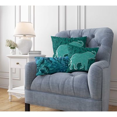 Capa de Almofada Decorativa Estampada Tema Azul - Vargottam 40,64 Cm × 40,64 Cm – Quadrado / Azul