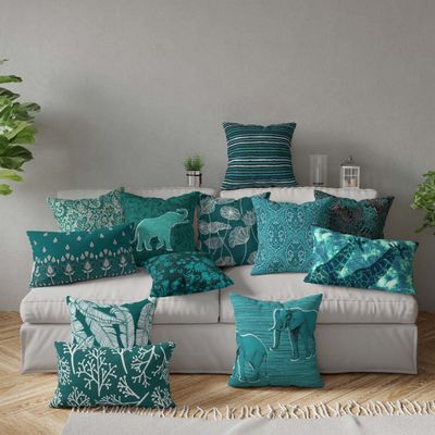 Capa de Almofada Decorativa Estampada Tema Azul - Vargottam 40,64 Cm × 40,64 Cm – Quadrado / Azul