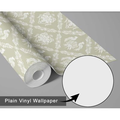 Papel de Parede Galo Real e Floral Bege, Vinil Autoadesivo, Fácil Instalação para Quarto Estilo Fazenda, Armários e Ambientes - S4Sassy 63,5 cm (L) × 609,6 cm (C) / Bege - Vinil Liso