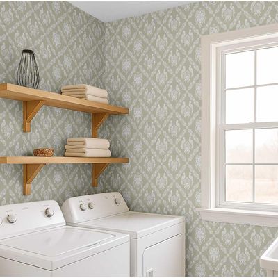 Papel de Parede Galo Real e Floral Bege, Vinil Autoadesivo, Fácil Instalação para Quarto Estilo Fazenda, Armários e Ambientes - S4Sassy 63,5 cm (L) × 609,6 cm (C) / Bege - Vinil Liso
