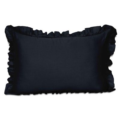 Capa de Almofada com Babados, Fronha de Algodão, Shabby Chic, Decoração Estilo Fazenda - Vargottam 66 Cm × 66 Cm / Azul
