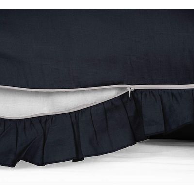Capa de Almofada com Babados, Fronha de Algodão, Shabby Chic, Decoração Estilo Fazenda - Vargottam 66 Cm × 66 Cm / Azul