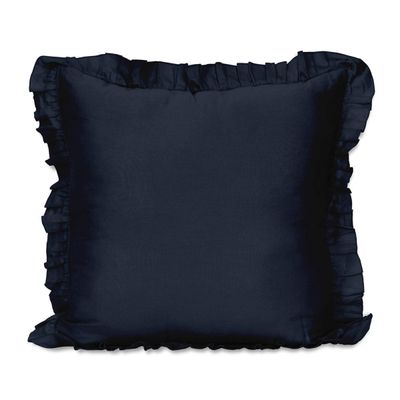 Capa de Almofada com Babados, Fronha de Algodão, Shabby Chic, Decoração Estilo Fazenda - Vargottam 66 Cm × 66 Cm / Azul
