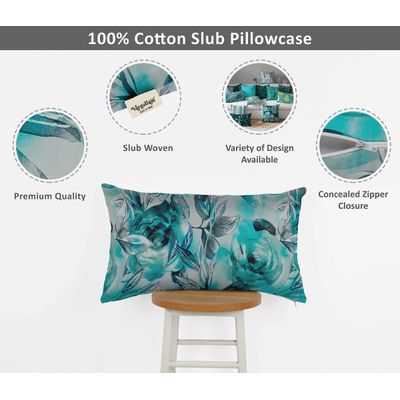 Capas de Travesseiro e de Almofada Decorativas Estampadas com Tema Azul - Vargottam 35,56 Cm × 60,96 Cm – Retangular / Azul