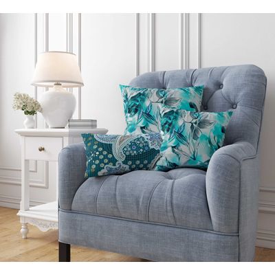 Capas de Travesseiro e de Almofada Decorativas Estampadas com Tema Azul - Vargottam 35,56 Cm × 60,96 Cm – Retangular / Azul