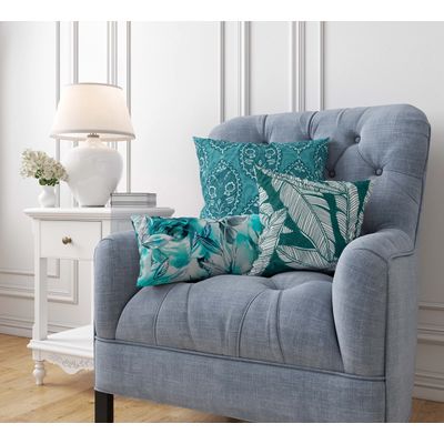 Capas de Travesseiro e de Almofada Decorativas Estampadas com Tema Azul - Vargottam 35,56 Cm × 60,96 Cm – Retangular / Azul