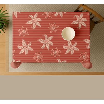 Toalha de Mesa Listrada Sarja de Algodão Cor Pêssego para 4 Pessoas Durável Lavável à Máquina Guardanapos e Caminhos Combinando - Vargottam 152,4 Cm × 152,4 Cm – Quadrado / Laranja