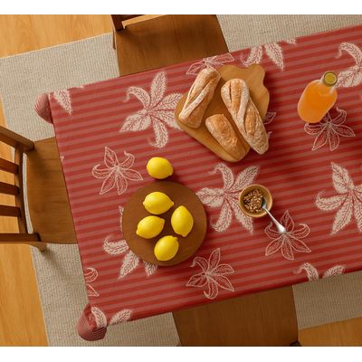 Toalha de Mesa Listrada Sarja de Algodão Cor Pêssego para 4 Pessoas Durável Lavável à Máquina Guardanapos e Caminhos Combinando - Vargottam 152,4 Cm × 152,4 Cm – Quadrado / Laranja