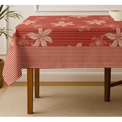 Toalha de Mesa Listrada Sarja de Algodão Cor Pêssego para 4 Pessoas Durável Lavável à Máquina Guardanapos e Caminhos Combinando - Vargottam 152,4 Cm × 152,4 Cm – Quadrado / Laranja