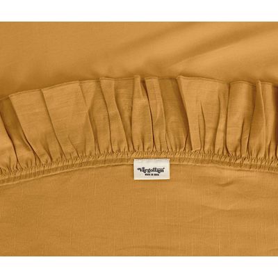 Toalha de Mesa Redonda de Algodão Lisa com Babados para Cozinha e Sala de Jantar, Amarela - Vargottam 152,4 Cm × 154,4 Cm – Quadrado / Amarelo