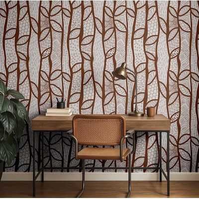Papel de Parede Estampa de Esboço de Árvore Moderna Marrom - Vinil Autoadesivo, Decorativo Fácil DIY para Quarto, Armários e Salas - S4Sassy 63,5 cm (L) × 152,4 cm (C) / Marrom - Vinil Texturizado