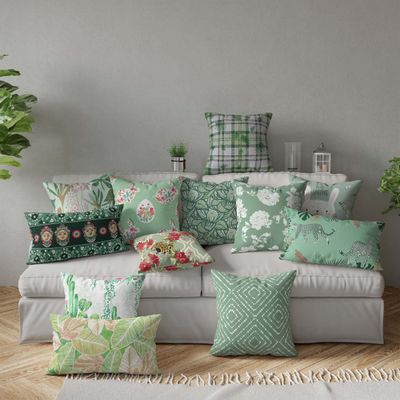 Capas de Almofada Verdes Estampadas Decorativas de Luxo - Vargottam 30,48 Cm × 60,96 Cm – Retangular / Verde