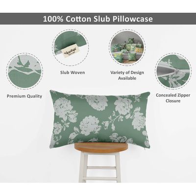 Capas de Almofada Verdes Estampadas Decorativas de Luxo - Vargottam 30,48 Cm × 60,96 Cm – Retangular / Verde