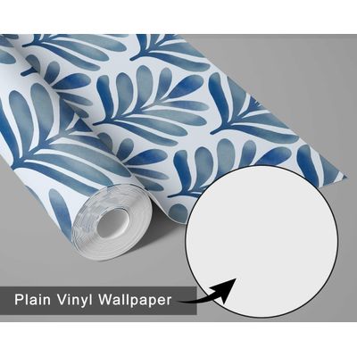 Revestimento Autoadesivo Vinílico, Motivo Botânico de Folhas  Papel de Parede Azul para Quarto, Banheiro, Lavanderia e Armário - S4Sassy 63,5 cm (L) × 304,8 cm (C) / Azul - Vinil Liso