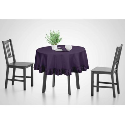 Toalha de Mesa com Babado para Cozinha e Sala de Jantar, Capa Redonda Decorativa, Algodão Lisa, Roxa - Vargottam 152,4 Cm × 213,36 Cm – Retangular / Roxo