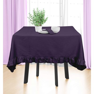 Toalha de Mesa com Babado para Cozinha e Sala de Jantar, Capa Redonda Decorativa, Algodão Lisa, Roxa - Vargottam 152,4 Cm × 213,36 Cm – Retangular / Roxo