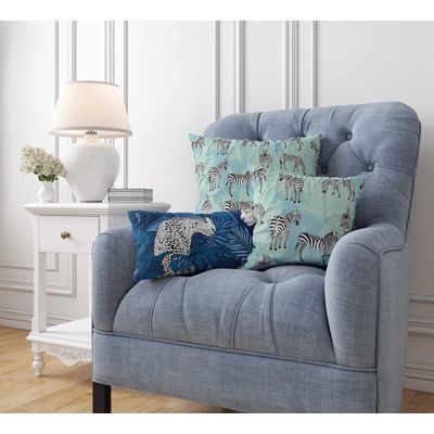 Capas de Almofada Luxuosas Estampadas Tema Azul, Capas Decorativas e Capa para Almofada de Sofá - Vargottam 40,64 Cm × 40,64 Cm – Quadrado / Azul