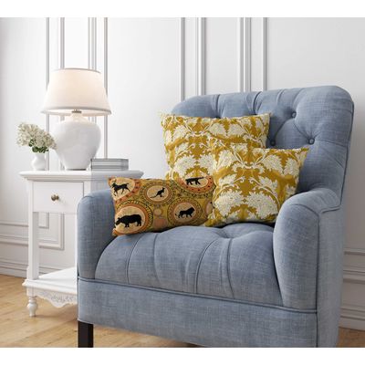 Capas de Almofada Amarelas Estampadas de Luxo, Capas Decorativas para Almofada, Capa para Almofada Decorativa - Vargottam 30,48 Cm × 30,48 Cm – Quadrado / Amarelo