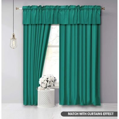 Bandô Liso em Algodão Decorativo com Bolso para Varão, Meia Cortina para Janela de Cozinha - Vargottam 45,7 Cm (L) × 142,2 Cm (C) – 1 Painel / Verde