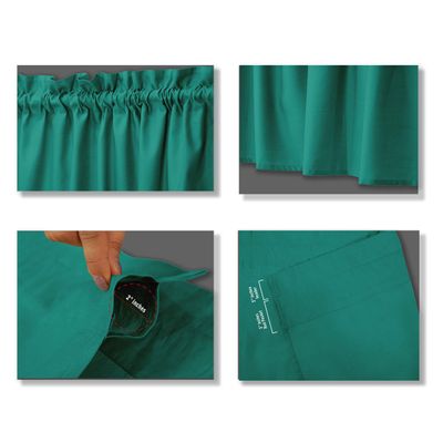 Bandô Liso em Algodão Decorativo com Bolso para Varão, Meia Cortina para Janela de Cozinha - Vargottam 45,7 Cm (L) × 142,2 Cm (C) – 1 Painel / Verde