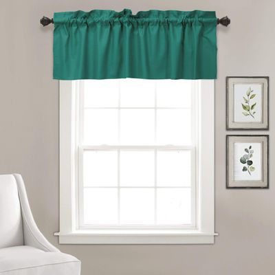 Bandô Liso em Algodão Decorativo com Bolso para Varão, Meia Cortina para Janela de Cozinha - Vargottam 45,7 Cm (L) × 142,2 Cm (C) – 1 Painel / Verde