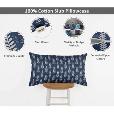 Capas de Almofada Luxo Estampadas Tema Azul e Capa para Almofada Lombar Decorativa - Vargottam 60,96 Cm × 30,48 Cm / Azul