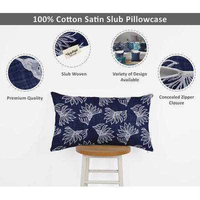 Capas de Almofada Decorativas Estampadas Tema Azul de Luxo - Vargottam 30,48 Cm × 50,8 Cm – Retangular / Azul