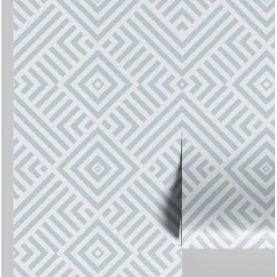 Papel de Parede Autoadesivo Vinil Removível Diamante Geométrico Azul, Faça-Você-Mesmo para Parede de Entrada, Decoração Fácil - S4sassy 63,5 cm (L) × 304,8 cm (C) / Azul - Vinil Liso